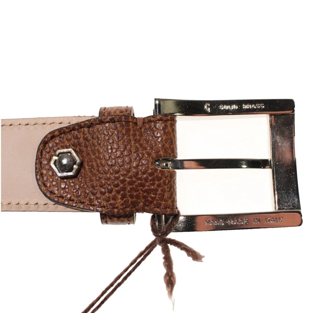 Di Bianco NWT Cut to Size Dress Belt In Solid Brown Pebbled Leather One Size